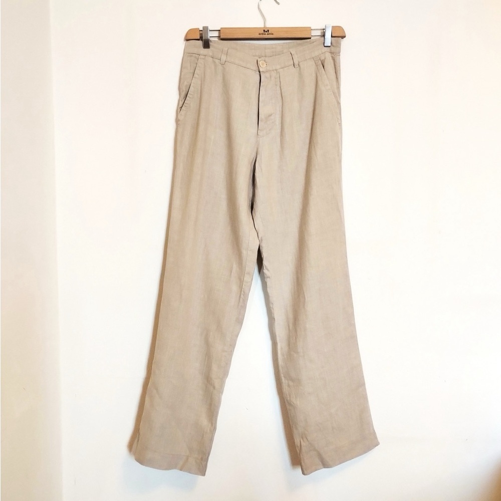 Victor Victoria Linen High Rise Pants Womens 48 US 12 Button Fly Preppy Italy